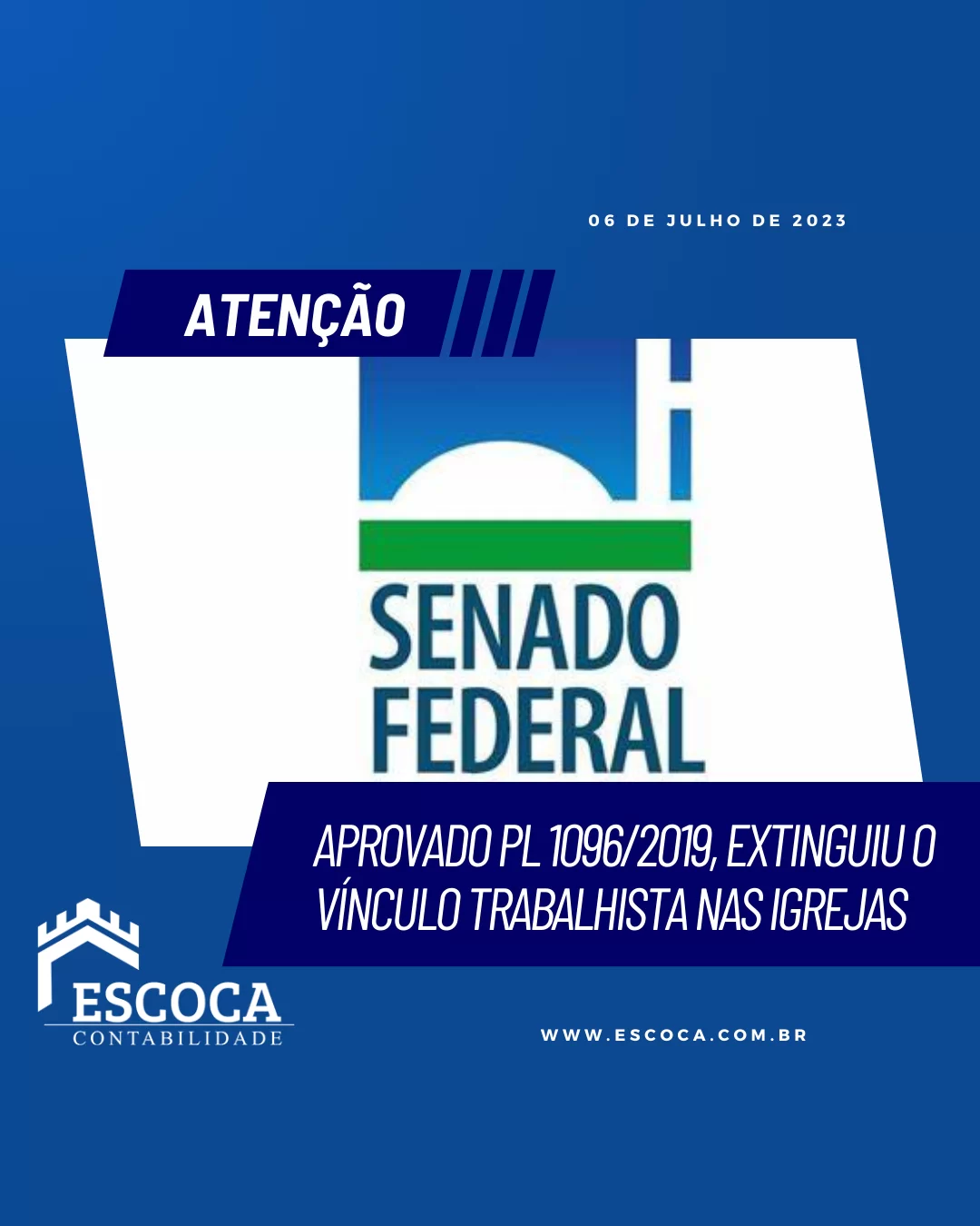 Senado afasta vínculo empregatício nas igrejas de sacerdotes, padres, pastores entre outros ministros.
